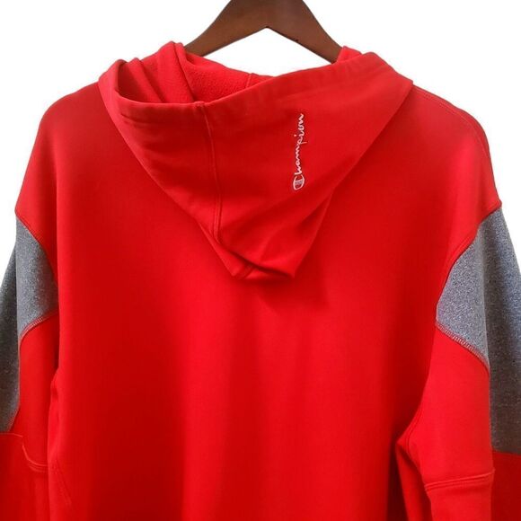 Champion Red Pullover Hoodie Long Sleeve Cotton Blend Sweatshirt Adult XL - Picture 6 of 10